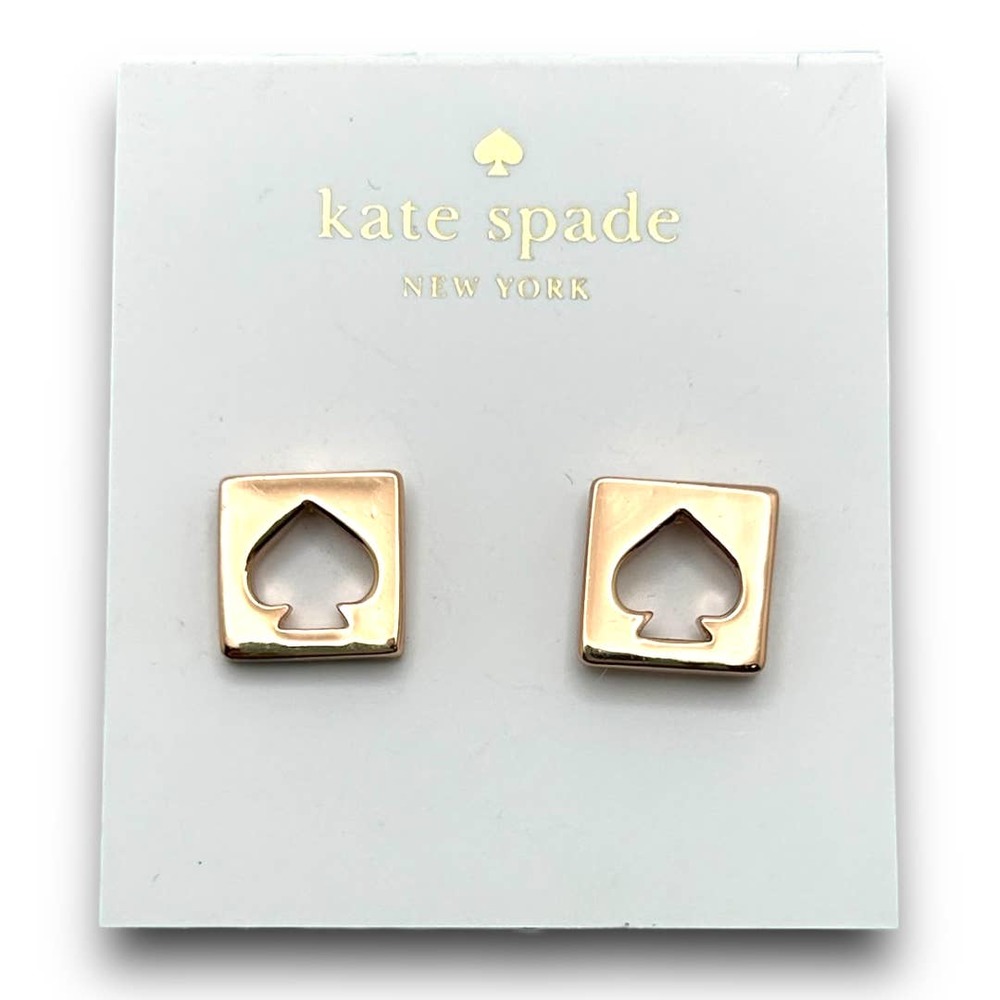 KATE SPADE NWT Rose Gold Hole Punch Spade Signature Earrings